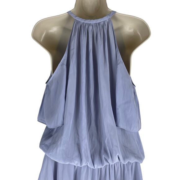 Ramy Brook Eileen Cold Shoulder Satin Mini Dress Light Blue Size S - Picture 9 of 12